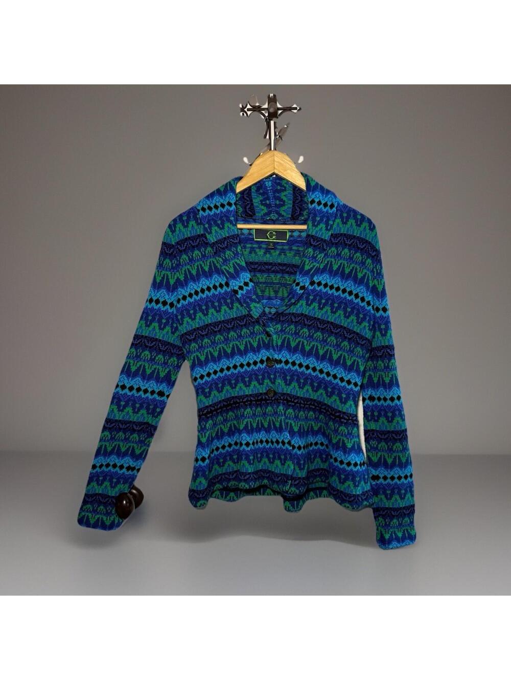 C Wonder Fair Isle Cardigan Sweater Small Lambswool Angora Cashmere Blend